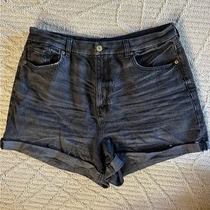 ae black denim shorts
